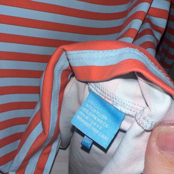 J. McLaughlin Wavesong Stripe Boat Neck 3/4 Sleeve Button Shoulder Tee Large - Picture 4 of 5